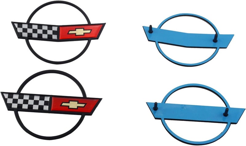 C4 Corvette Gas Fuel Lid Emblem Cross Flag Badge Replacement Set for 1984-1990 - Image 3