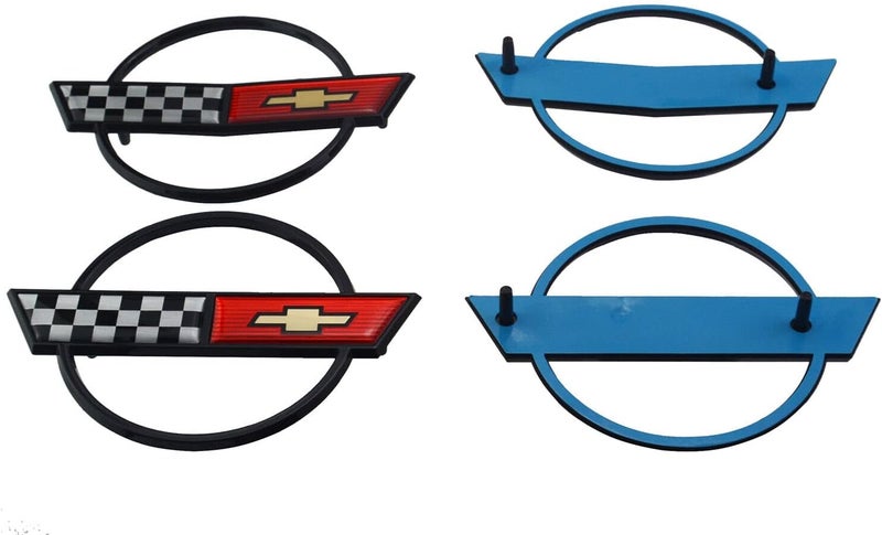 C4 Corvette Gas Fuel Lid Emblem Cross Flag Badge Replacement Set for 1984-1990 - Image 2