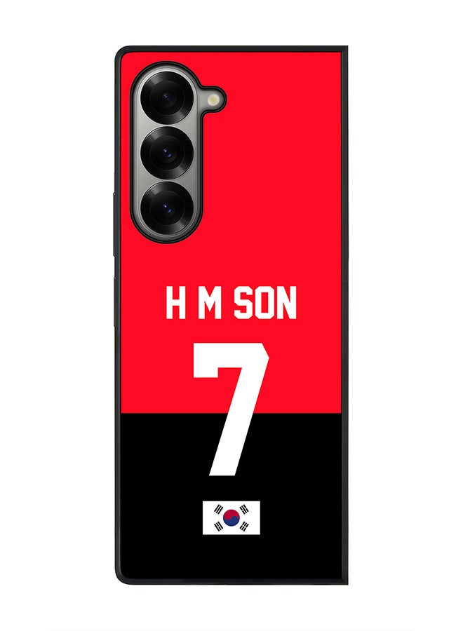 Stylizedd Rugged Black edge case for Samsung Galaxy Z Fold6, Slim fit Case Flexible TPU Gel Thin Cover - Football Team - South Korea, Player Name - H M Son - Image 1