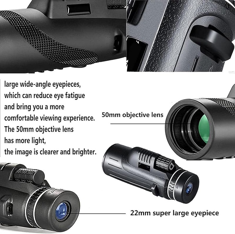 40x60 High Powered Monocular Telescope with Phone Holder Tripod for Bird Watching Stargazing - Image 3