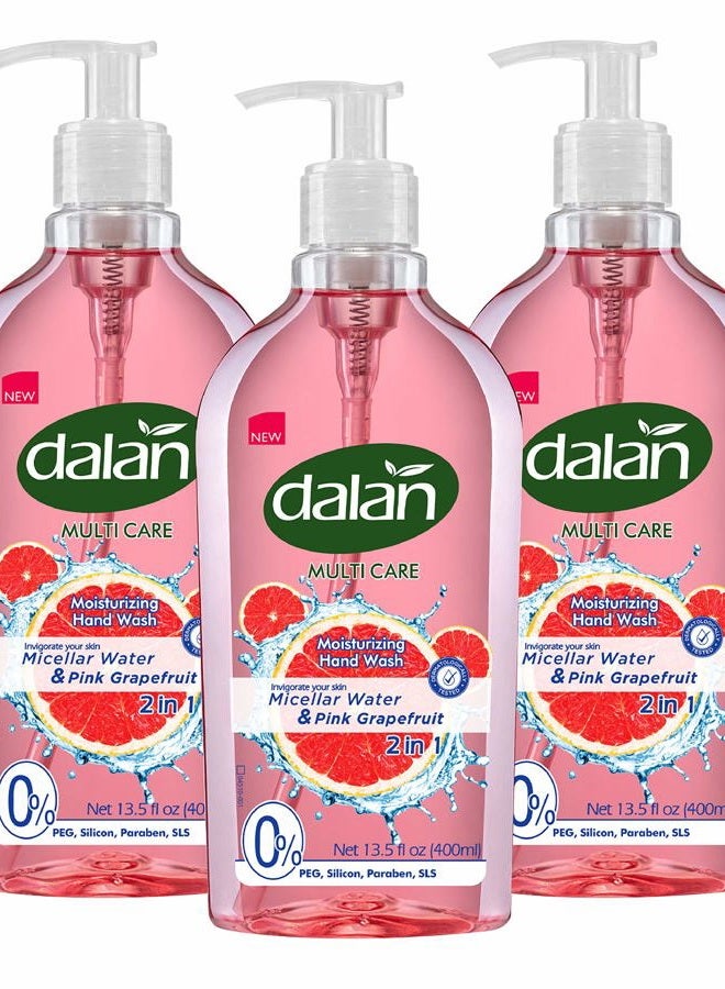 Dalan Pink Grapefruit Multicare Ultra Moisturizing Liquid Hand Soap for Normal and Dry Hands Fresh Clean and Soft Feeling (13.5 Fl Oz / 400 mL (Pack of 3)) - Image 1