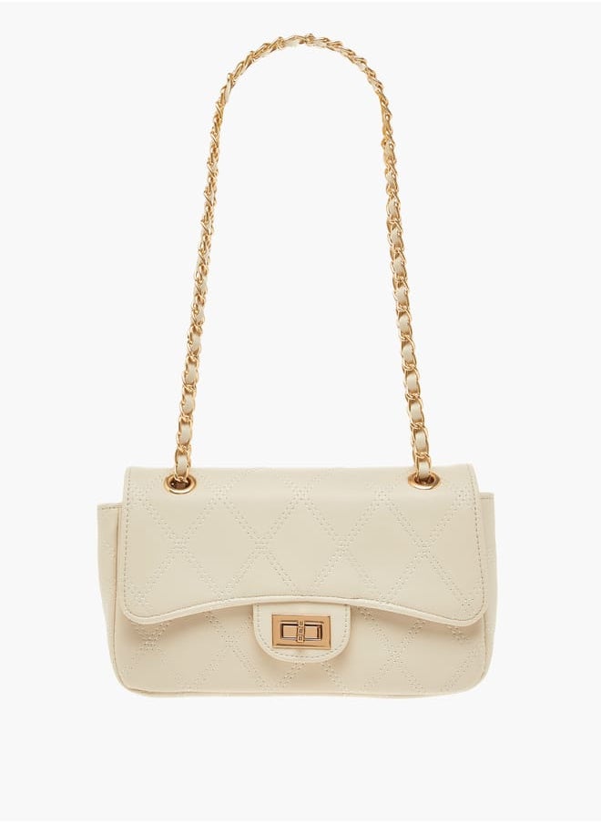 Flora Bella By Shoexpress Womens Quilted Shoulder Bag With Twist Lock Closure And Chain Strap  - Image 1