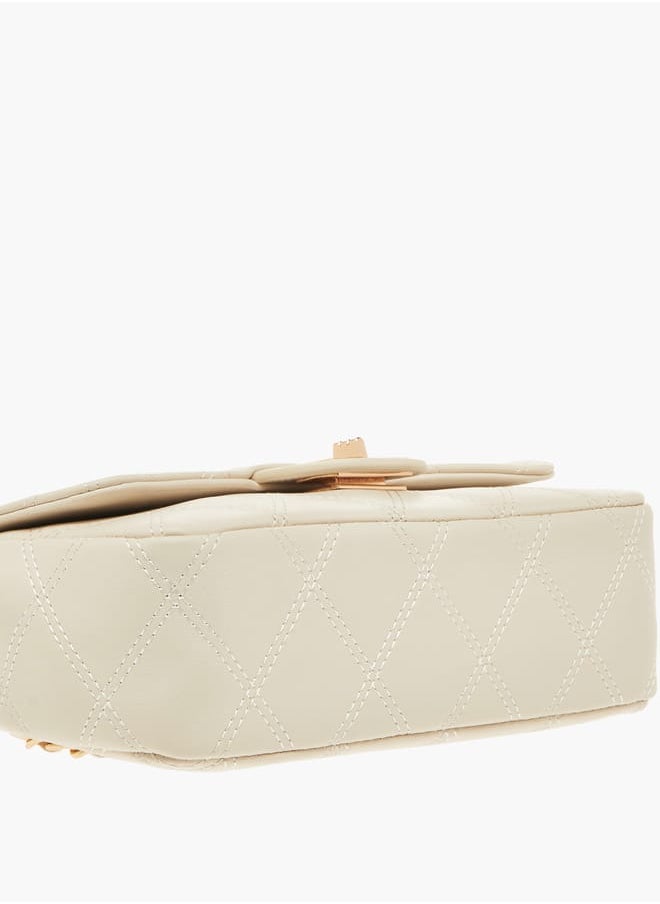 Flora Bella By Shoexpress Womens Quilted Shoulder Bag With Twist Lock Closure And Chain Strap  - Image 5