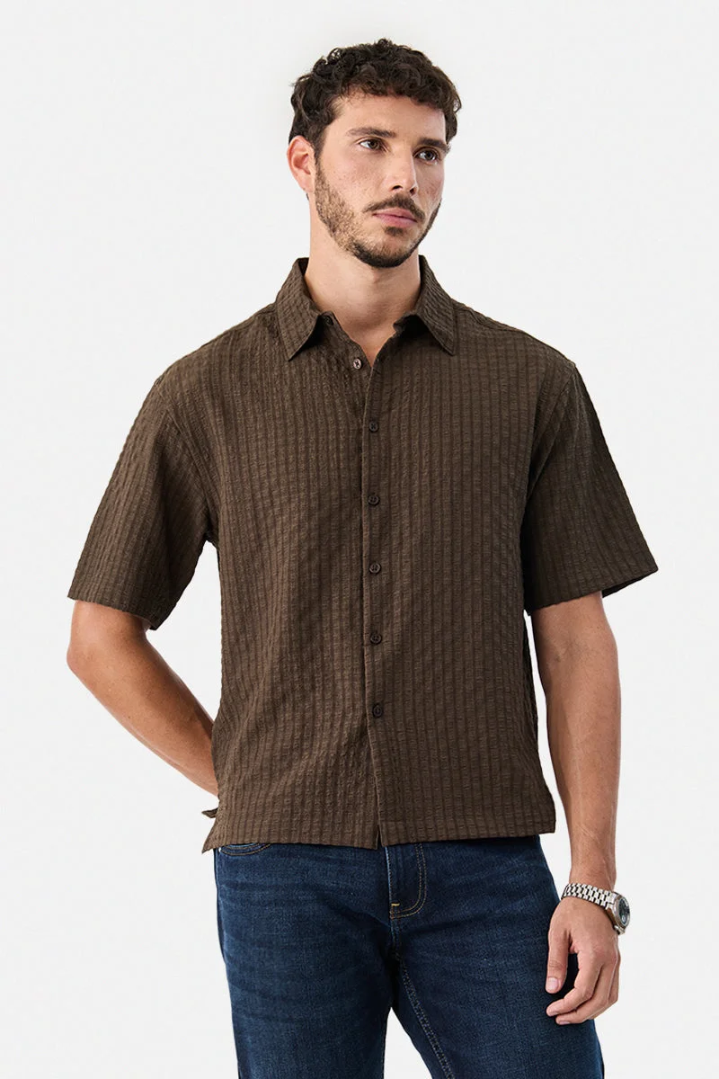 SNITCH Box Fit Textured Stretch Shirt