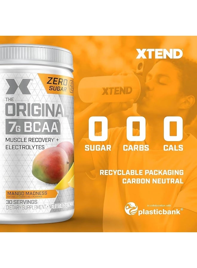 XTEND Original BCAA Powder Mango Madness | ZERO CALORIE, ZERO CARB, ZERO SUGAR - Post Workout Muscle Recovery Drink with Amino Acids - 7g BCAAs for Men & Women | 30 Servings - Image 4
