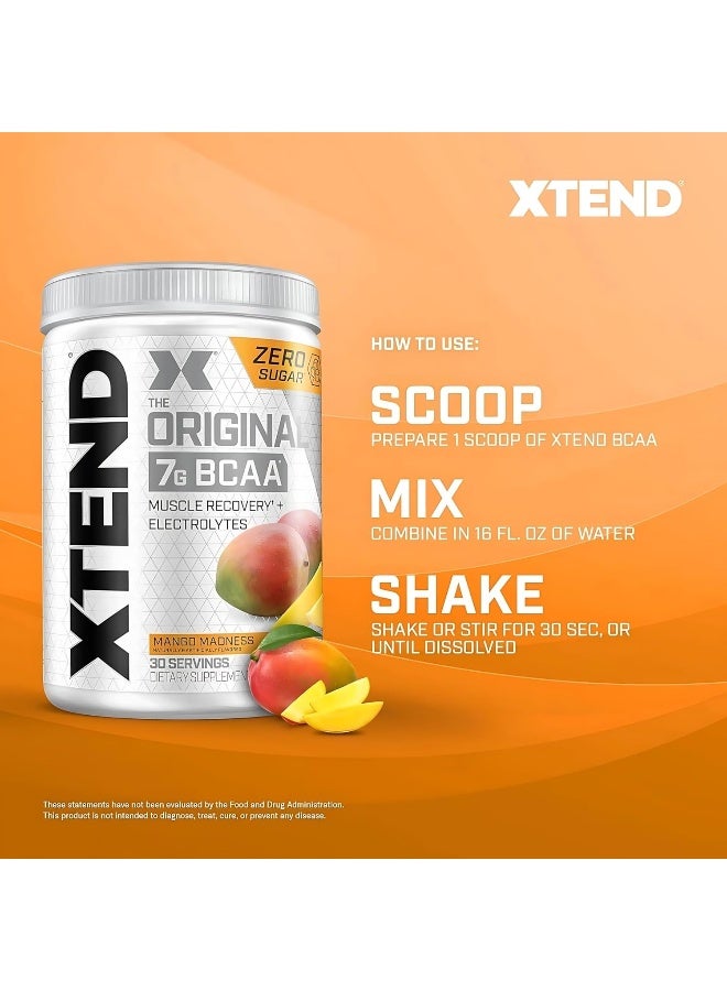 XTEND Original BCAA Powder Mango Madness | ZERO CALORIE, ZERO CARB, ZERO SUGAR - Post Workout Muscle Recovery Drink with Amino Acids - 7g BCAAs for Men & Women | 30 Servings - Image 5