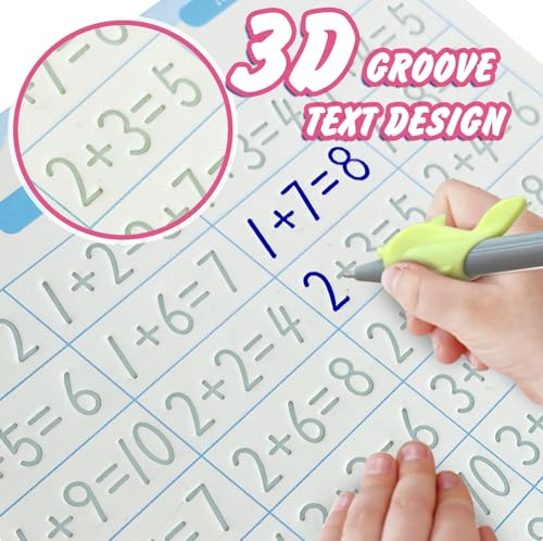 Foneso Magic Practice Copybook, Reusable Grooved Writing Book, Handwriting Copy Books for Preschool Kids Age 3-8 ​Calligraphy (Pink, 7.4" L x 5.12" W) - Image 3
