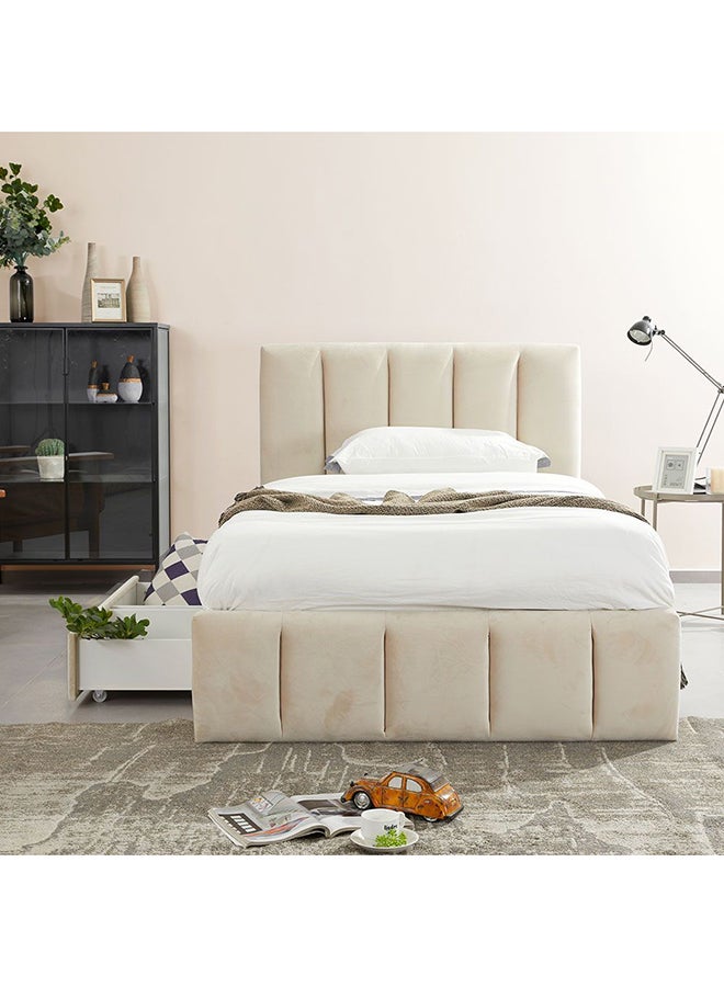DANUBE HOME Danube Home Vista Teen Single Bed With Drawers Sturdy Modern Design Wooden Single Bed Frame Furniture L 220 x W 131 x H 111 cm Light Beige  - Image 1