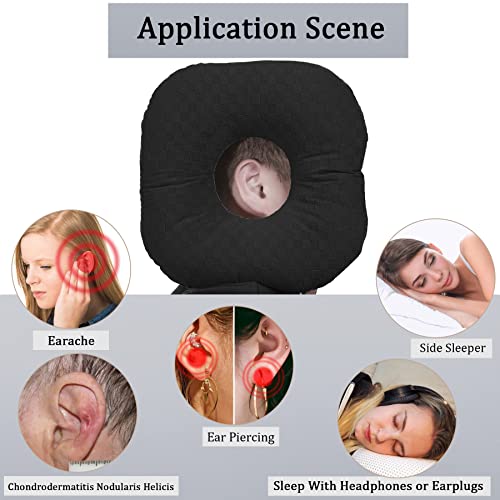Wuronsa Ear Piercing Pillow for Side Sleepers, Pillow with an Ear Hole for CNH and Ear Pain Ear Inflammation Pressure Sores, O-Shaped Side Sleeping Pillow, Ear Guard Pillow (Blue Flowers) - Image 2