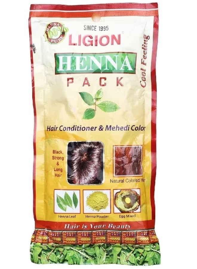 ليجون حنة ليجان الهندية العلاجية الأصلية بخلاصة الشيكاكاي والأملا والبراهمي والشاي الأخضر  تغطية الشيب وتقوية وتكثيف الشعر  لون بني محمر طبيعي - Image 1