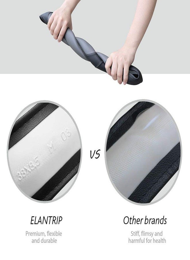 Elantrip Steering Wheel Cover Leather 14 1/2 to 15 inch Universal Padded Soft Grip Breathable for Car Truck SUV Jeep Anti Slip Blue and Black - Image 5