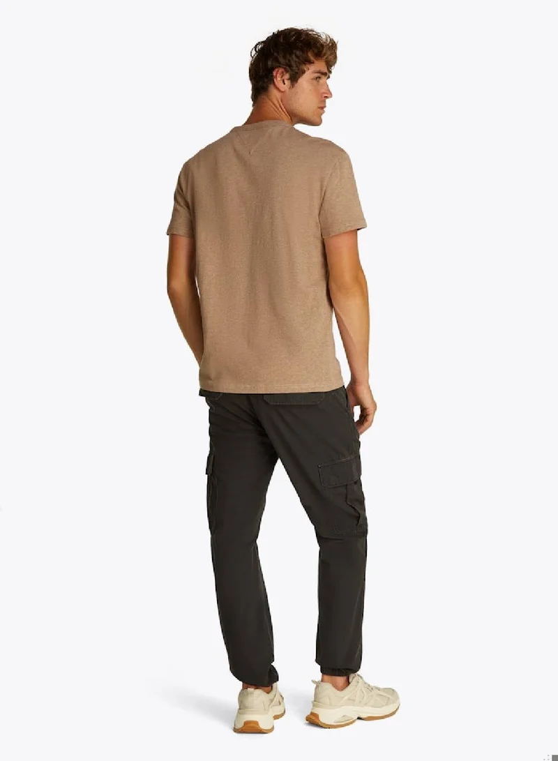 TOMMY JEANS Vintage Camel Melange Regular Fit Short Sleeve T-Shirt for Men | Best Price UAE