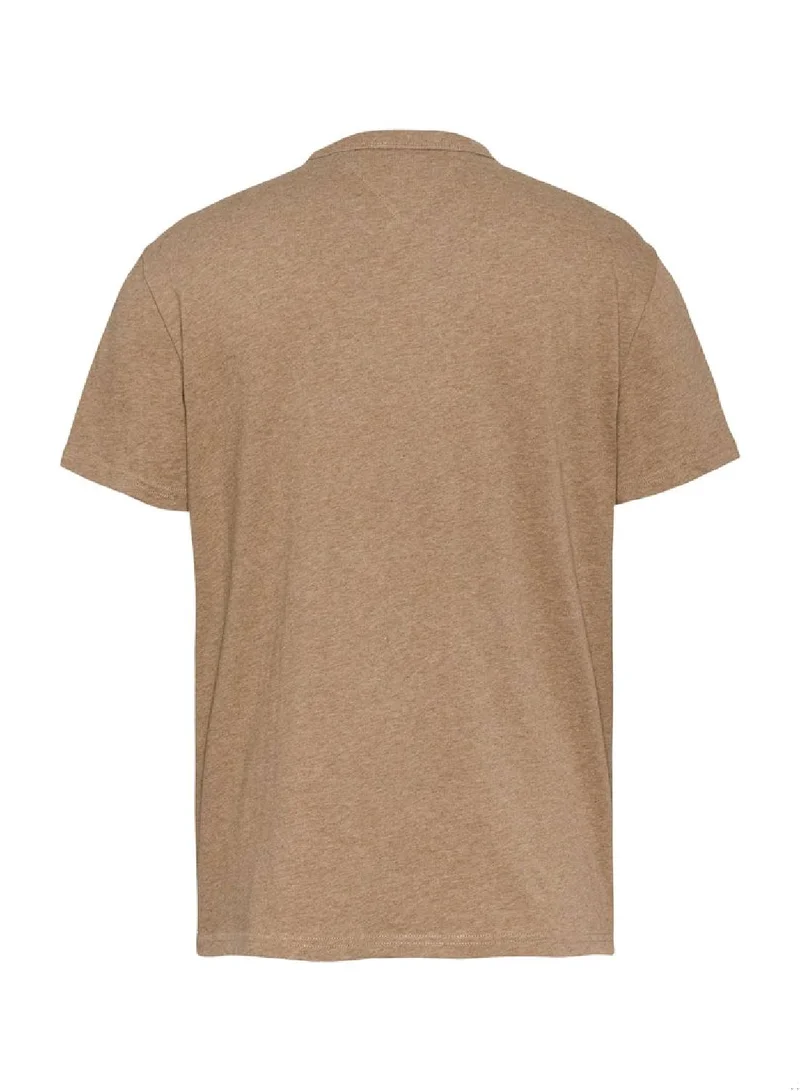 TOMMY JEANS Vintage Camel Melange Regular Fit Short Sleeve T-Shirt for Men | Best Price UAE