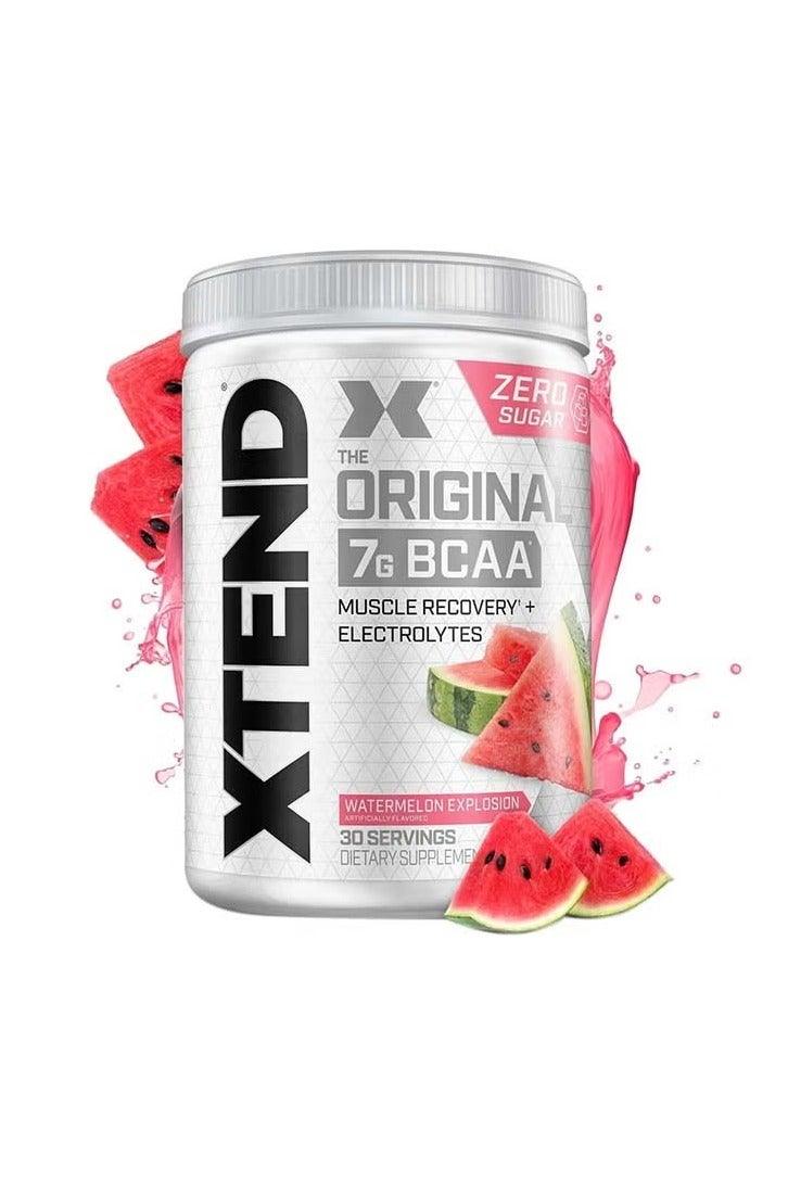 Xtend Original 7g BCAA Powder – Watermelon Explosion | Zero Sugar, Electrolytes & Muscle Recovery Drink – 30 Servings - Image 1