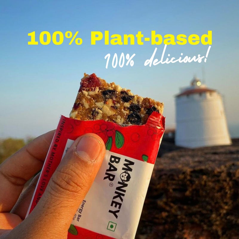 MONKEY BAR - Very Berry Energy Bar - 10 Bars, 40g each, Just 5 Plant-based Ingredients, Best for Healthy Clean Protein-rich Snack, Dairy Free, Vegan, No Chemical Additives, Cranberry - Image 5