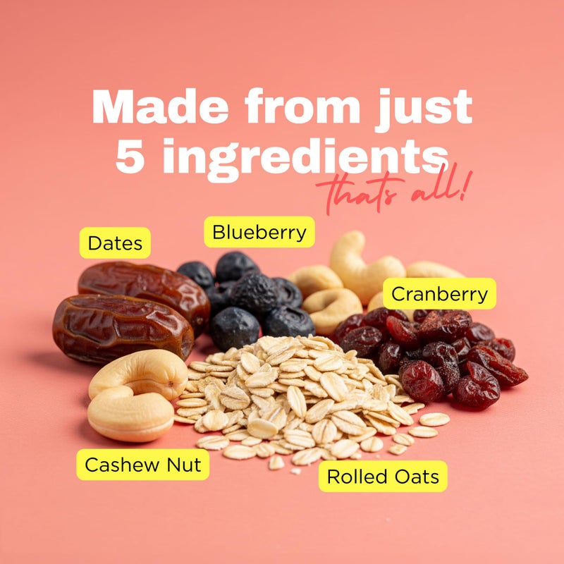 MONKEY BAR - Very Berry Energy Bar - 10 Bars, 40g each, Just 5 Plant-based Ingredients, Best for Healthy Clean Protein-rich Snack, Dairy Free, Vegan, No Chemical Additives, Cranberry - Image 2