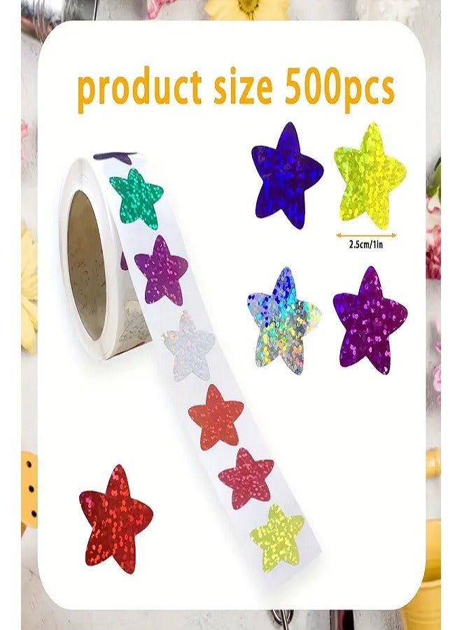 بيوينتي 2000 ملصقات متنوعة 500 ملصقات نجوم و500 ملصقات قلوب و500 ملصقات فراشات وزهور و500 ملصقات وجوه مبتسمه ، ستيكرات متنوعة - Image 4