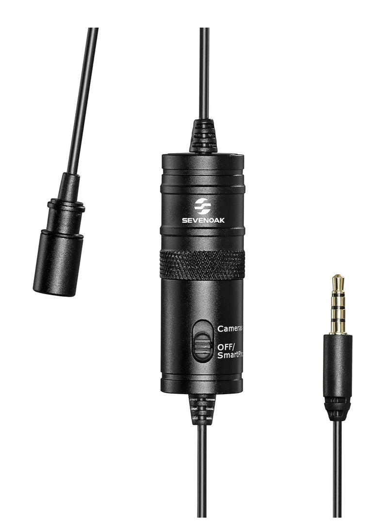 ProOne - ProOne PMR701 Professional Grade Lavalier Clip On Microphone - Lav Mic for Camera Phone iPhone GoPro Video Recording ASMR - Small Noise Cancelling 3.5mm Tiny Shirt Microphone with Easy Clip On System - Image 1