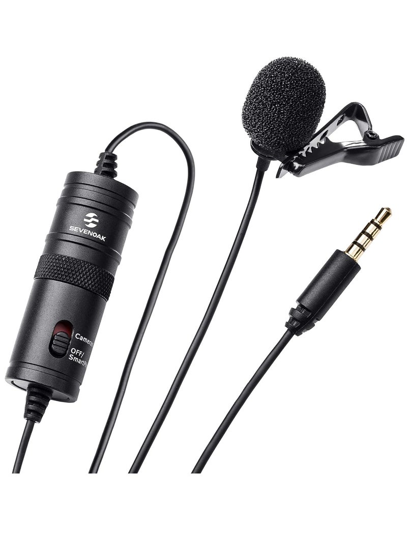 ProOne - ProOne PMR701 Professional Grade Lavalier Clip On Microphone - Lav Mic for Camera Phone iPhone GoPro Video Recording ASMR - Small Noise Cancelling 3.5mm Tiny Shirt Microphone with Easy Clip On System - Image 1