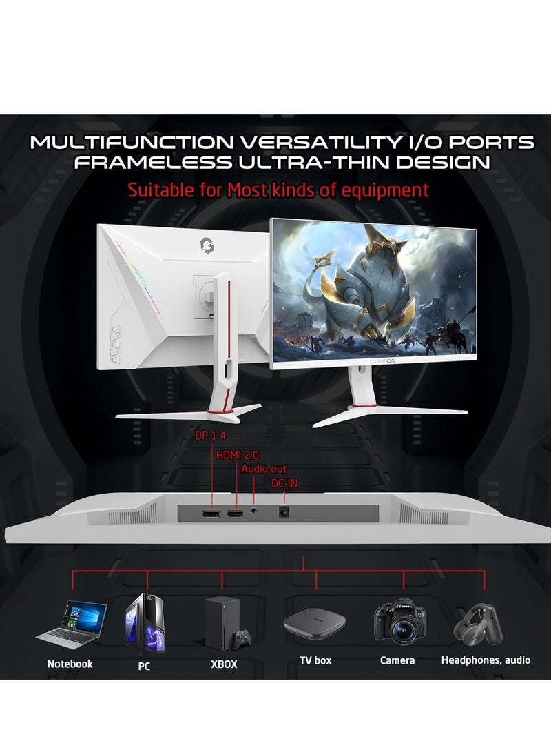 GAMEON Gaming Monitor GOA27FHD180IPS Artic Pro Series 27" Inch, FHD 1080p 180Hz, MPRT 0.5ms, Fast IPS LED VESA Adaptive Sync Game Modes RGB Elements Support PS White - Image 4