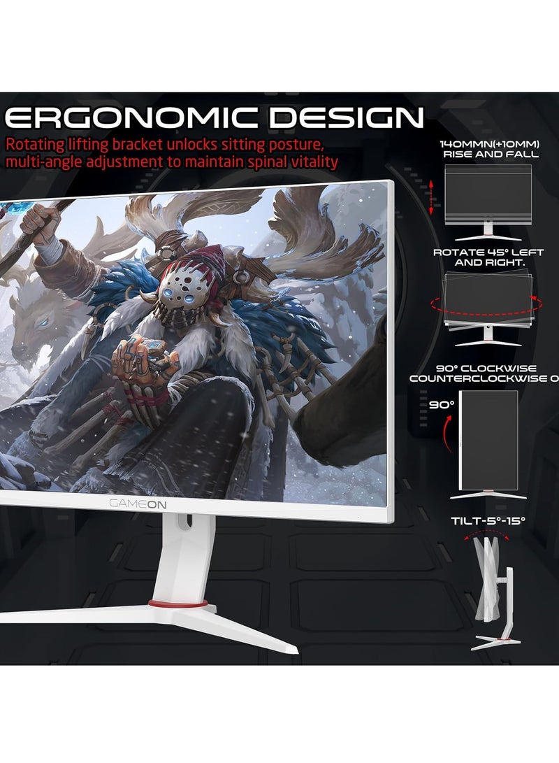GAMEON Gaming Monitor GOA27FHD180IPS Artic Pro Series 27" Inch, FHD 1080p 180Hz, MPRT 0.5ms, Fast IPS LED VESA Adaptive Sync Game Modes RGB Elements Support PS White - Image 5