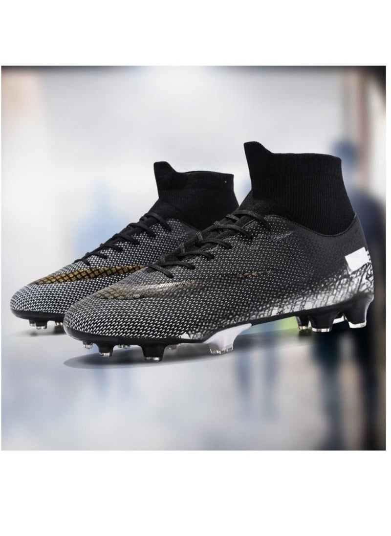 Loquat - Football Shoes Men's Long Nails Teenager Training TF Broken Nails Primary School Sports Shoes Black - Image 1