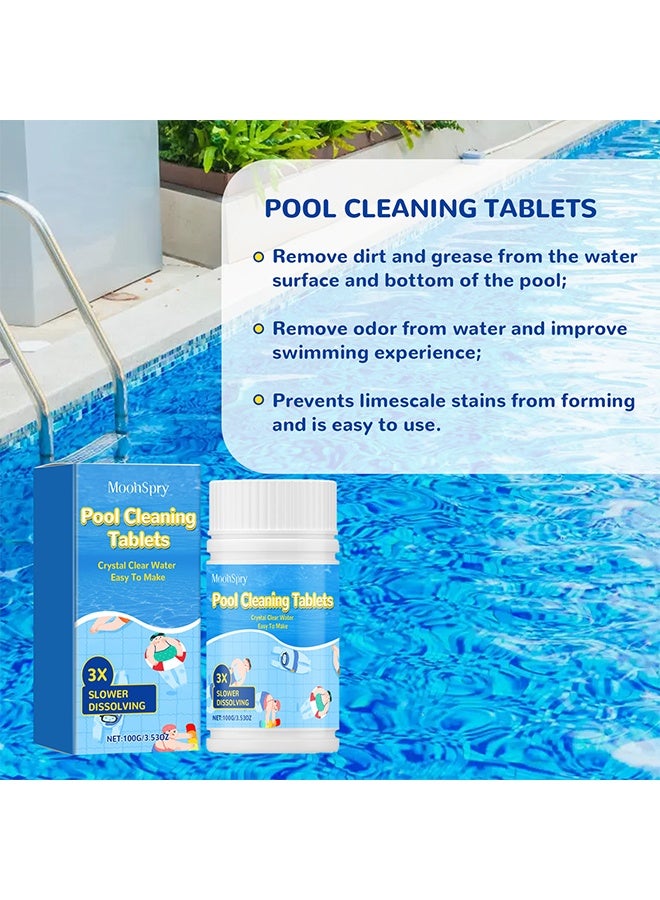 MOONSPRY Pool Cleaning Tablets For Crystal Clear Water, Clear Pool Cleaning Tablets, Clears Dull, Hazy Or Cloudy Wate Eliminate Odors, Fast Acting, Maintain Water Quality Balance, 100g - Image 5