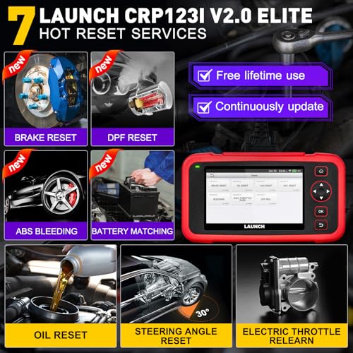 LAUNCH OBD2 Scanner CRP123I V2.0 Elite,Diagnostics Scanner for ABS/SRS/AT/ENG,7 Reset Services, Oil/Brake/BMS/SAS/D.P.F Reset/ABS Bleeding/Throttle Adaption,FCA SGW, Battery Test,Free Lifetime Upgrade - Image 2
