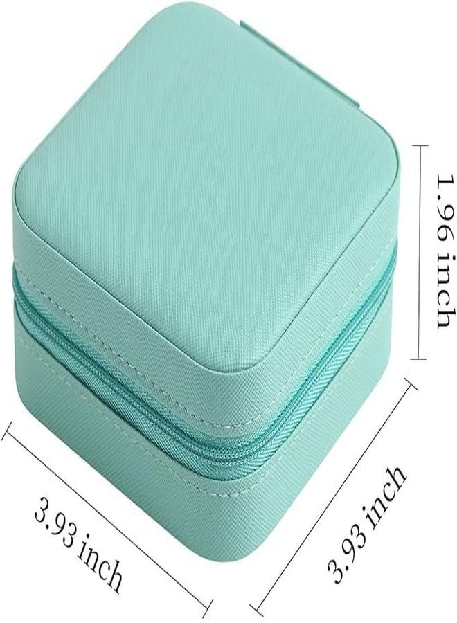 myself Jewellery Organiser PU Leather Zipper Portable Storage Box Case with Dividers Container for Rings, Earrings, Necklace Home Organizer BLUE - Image 2
