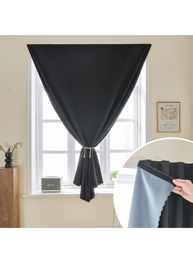 موثوقية التنبؤ ستائر معتمة، قابلة للنقل، ذاتية اللصق بنسبة 100٪، سهلة التركيب على نوافذ غرف النوم، عازلة للحرارة، لتعتيم غرفة المطبخ، ستائر سوداء صغيرة (1 قطعة، 120 سم * 180 سم) - Image 1