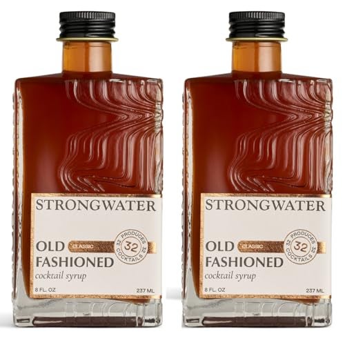 Strongwater Old Fashioned Mix - Makes 64 Cocktails - Handcrafted Old Fashioned Syrup with Bitters, Orange, Cherry, Organic Demerara Sugar - Craft Cocktail Mixer, Just Mix with Bourbon,Whiskey - 2 Pack - Image 1