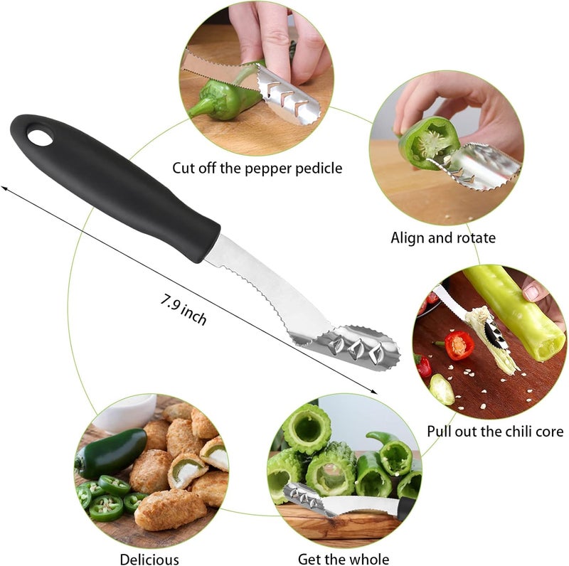 Openfly Vegetable Corer Tool, 6 Pcs Stainless Steel Fruit and Vegetable Corer Tools for Home Kitchen Cherry Pear Jujube Zucchini Chili - Image 2