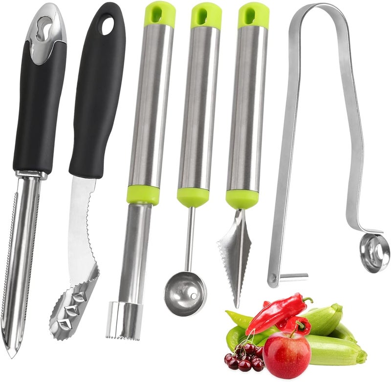 Openfly Vegetable Corer Tool, 6 Pcs Stainless Steel Fruit and Vegetable Corer Tools for Home Kitchen Cherry Pear Jujube Zucchini Chili - Image 1