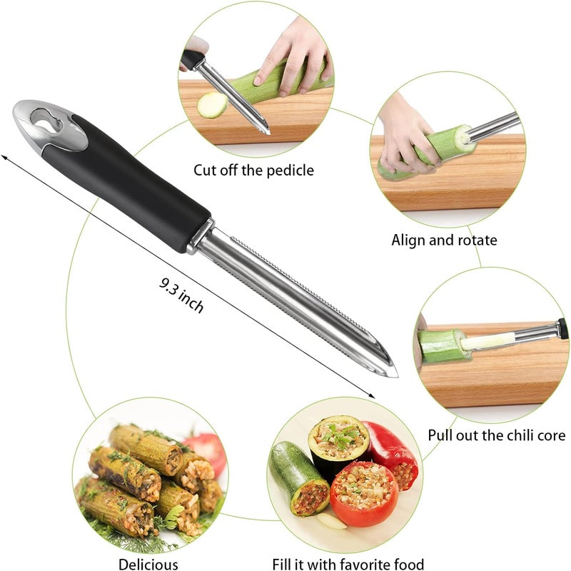 Openfly Vegetable Corer Tool, 6 Pcs Stainless Steel Fruit and Vegetable Corer Tools for Home Kitchen Cherry Pear Jujube Zucchini Chili - Image 3
