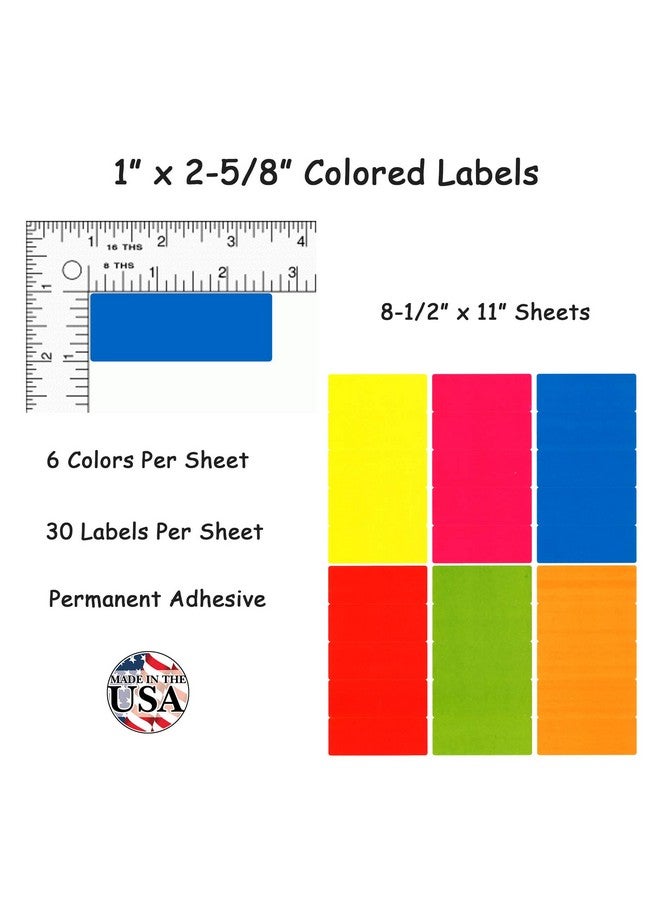 Tag-A-Room 1 x 2 5/8 Inch Rectangle Color Coding Mailing Address Labels, 6 Bright Colors, 8 1/2" x 11" Sheet (300 Pack) - Image 2