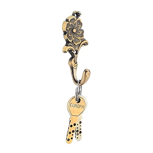 FAPBADRI Multipurpose Hooks, Used to Hang Clothes, Bags, Coats, Curtain Hold Backs, Keys, Colour - Antique Gold, Material - Brass, Flower Design, Screws and Wallplugs Included, Pack of 2 Pieces - Image 5