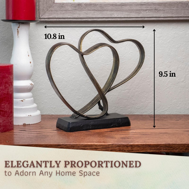 DCAPILLA Wedding Anniversary Couples Gift - Two Hearts and Cross Iron Sculpture, Heart Decoration Gift for Her and Him, 1st to 50th or 60th Anniversary, Includes Present Box and Poem Card - Image 4
