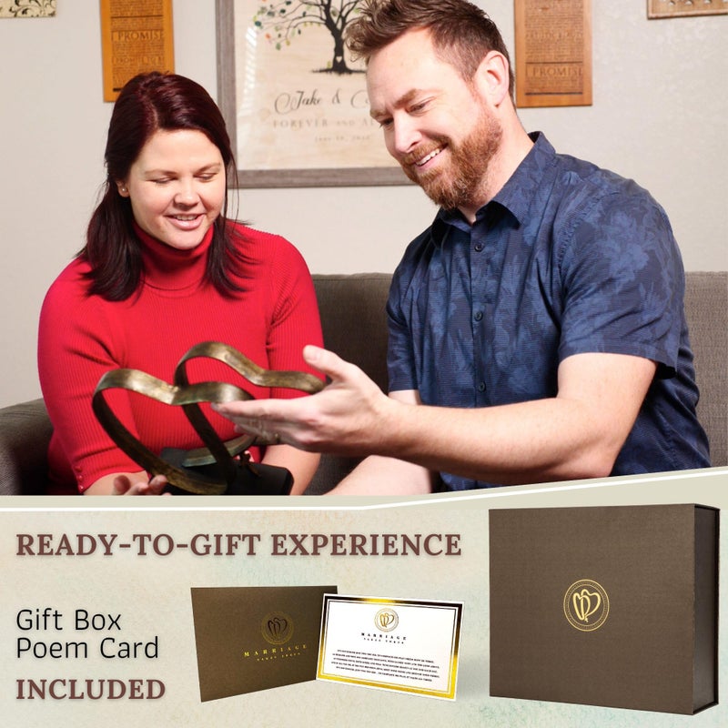 DCAPILLA Wedding Anniversary Couples Gift - Two Hearts and Cross Iron Sculpture, Heart Decoration Gift for Her and Him, 1st to 50th or 60th Anniversary, Includes Present Box and Poem Card - Image 3