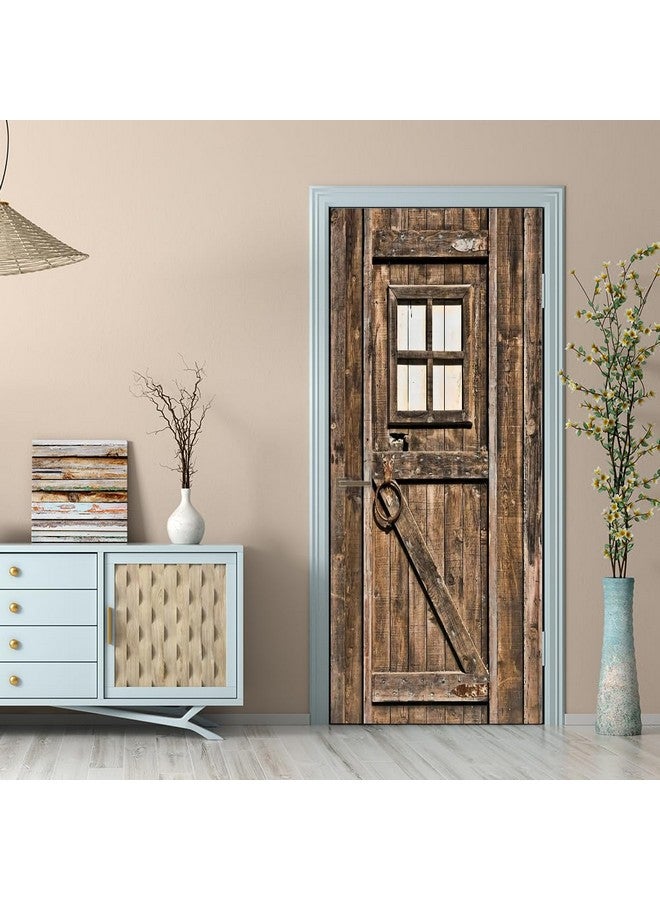VIRANDA 3D Door Stickers Murals Peel and Stick DIY Wallpaper Removable PVC Waterproof Decals Self-Adhesive Wall Covers Retro Wooden Poster for Bedroom Living Room Decor 30.3 x 78.7 inch - Image 2