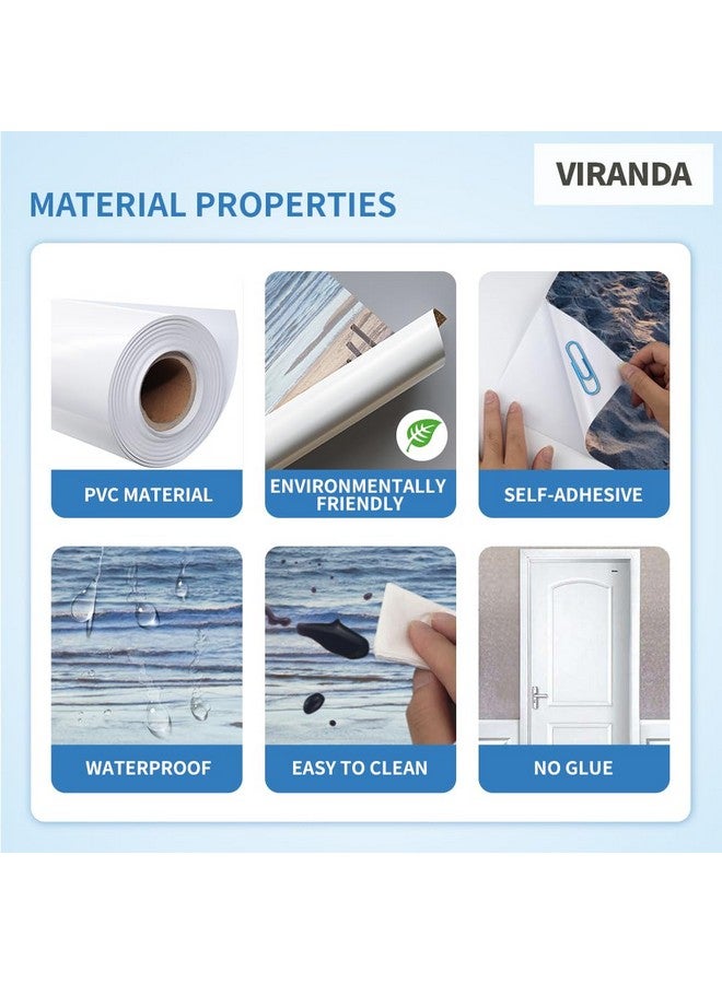 VIRANDA 3D Door Stickers Murals Peel and Stick DIY Wallpaper Removable PVC Waterproof Decals Self-Adhesive Wall Covers Retro Wooden Poster for Bedroom Living Room Decor 30.3 x 78.7 inch - Image 5