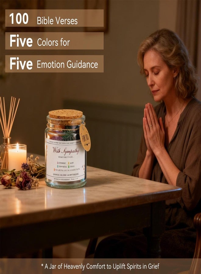 Elivida Sympathy Gift Bible Verses Jar for Daily Rememberance – Christian Grief Gift for Women, Memorial Decorative Jar with 100 Bible Verses for Loss of Loved Ones, Religious Bereavement Present - Image 5