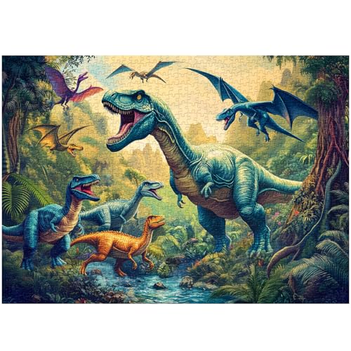 PPuzzling Dinosaur World Puzzles for Adults 1000 Pieces Nature Rainforest Animal Jigsaw Puzzles Challenging Forest Puzzle as Wall Decor - Image 1