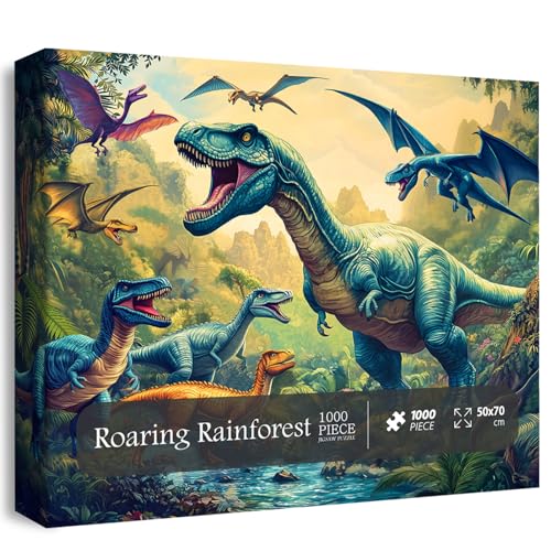 PPuzzling Dinosaur World Puzzles for Adults 1000 Pieces Nature Rainforest Animal Jigsaw Puzzles Challenging Forest Puzzle as Wall Decor - Image 5