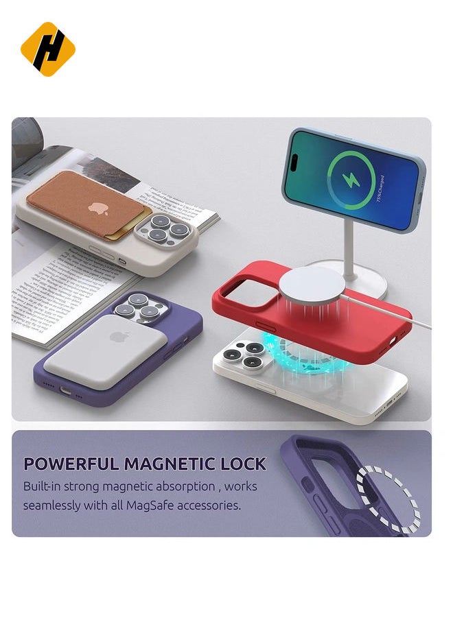 (4 in 1 iPhone 14 Pro MAX Case (6.7 inch 2022), Compatible with MagSafe, with 2 Screen Protector + 1 Camera Protector, Silicone Case for iPhone 14 Pro MAX (Purple)