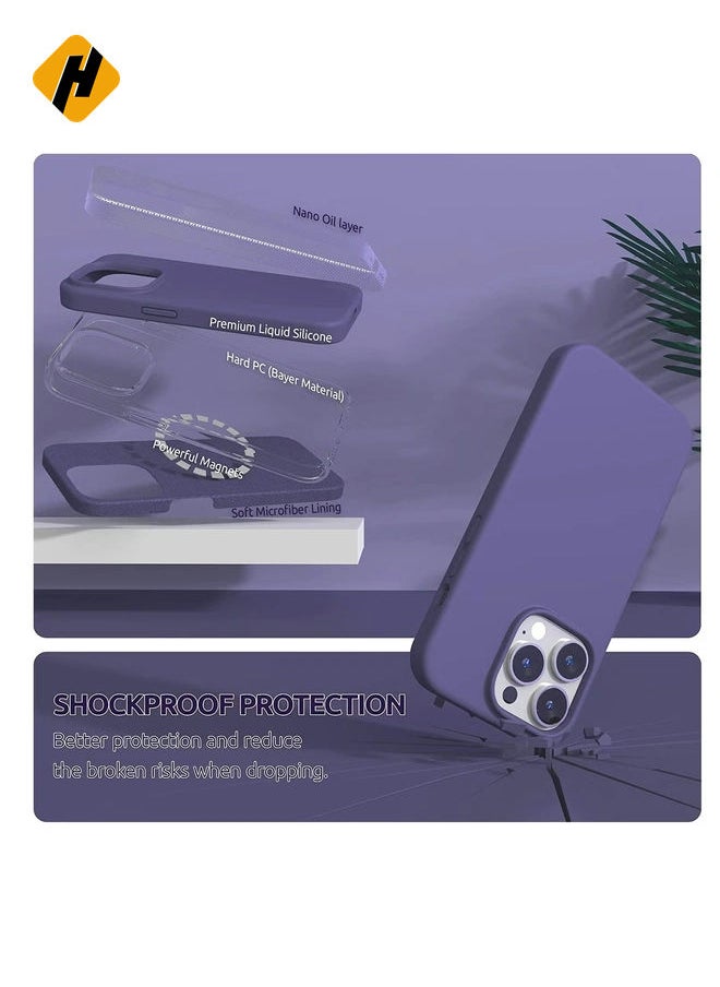 (4 in 1 iPhone 14 Pro MAX Case (6.7 inch 2022), Compatible with MagSafe, with 2 Screen Protector + 1 Camera Protector, Silicone Case for iPhone 14 Pro MAX (Purple)