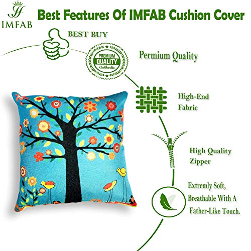 IM FAB Jute Fabric 200TC Cushion Covers, 16X16 inches, Multicolour, Set of 5 Pieces - Image 4