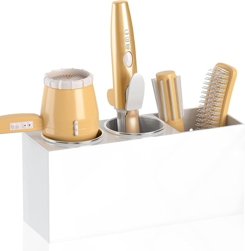 NIUBEE Wall Mount Hair Styling Tool Organizer - Bathroom Cabinet Holder for Blow Dryers, Flat Irons, Curling Irons - White - Image 1
