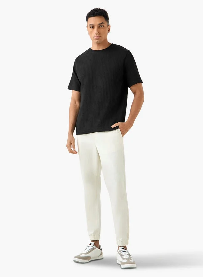 Iconic Iconic Men's Regular Fit Crew Neck Short Sleeves Textured T-shirt