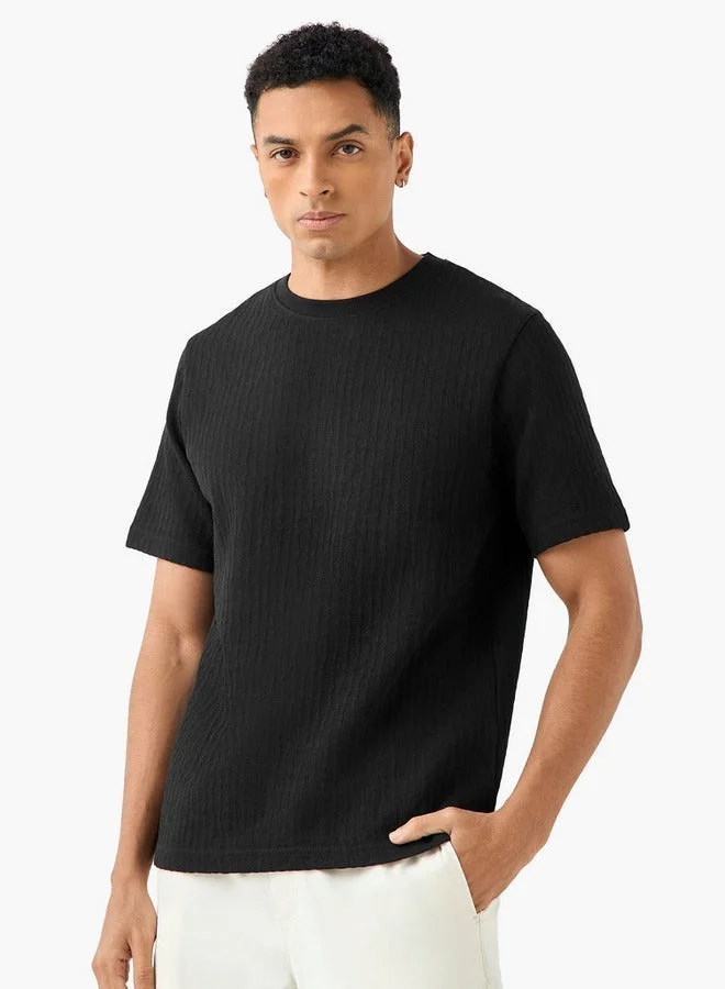 Iconic Iconic Men's Regular Fit Crew Neck Short Sleeves Textured T-shirt