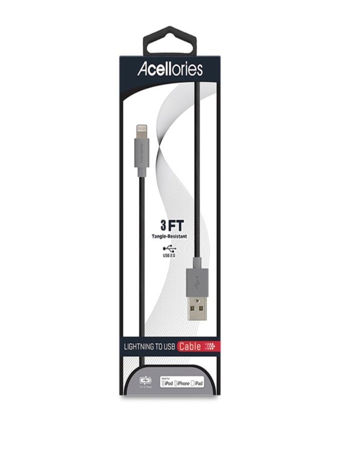 Acellories MFI 3-Ft. Lightning to USB Cable, Black